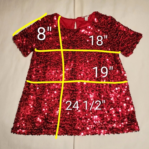 Cato Sequin Oversized Short Sleeve Holiday Party Swing Top Red Small - Picture 11 of 11